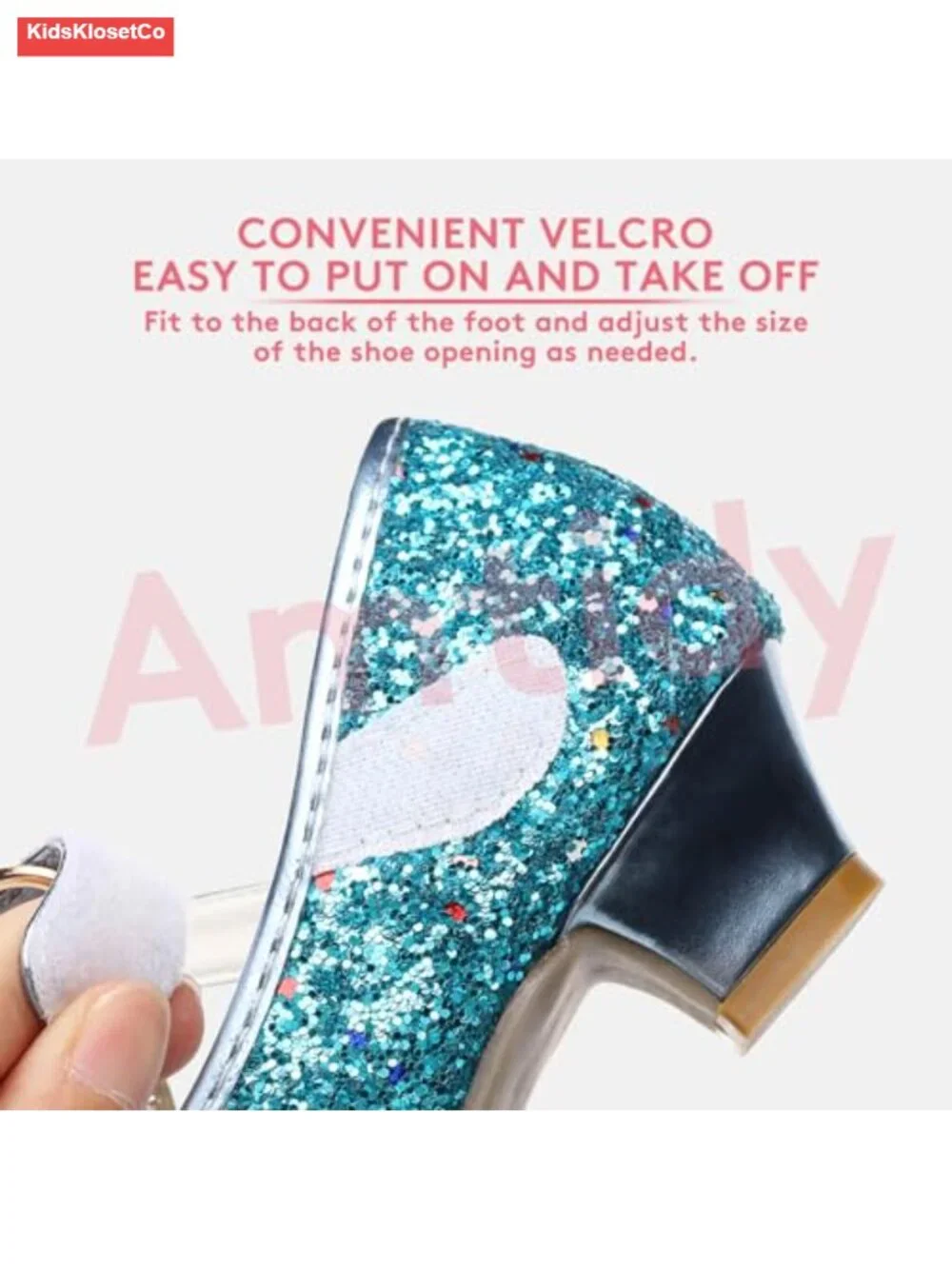 Girls Mary Jane Shoes Low Heel Glitter Princess Party Shoes